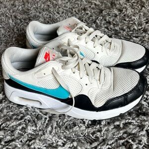 Nike Air Max Cream and Black Sneakers with Teal Accents, women’s size 9